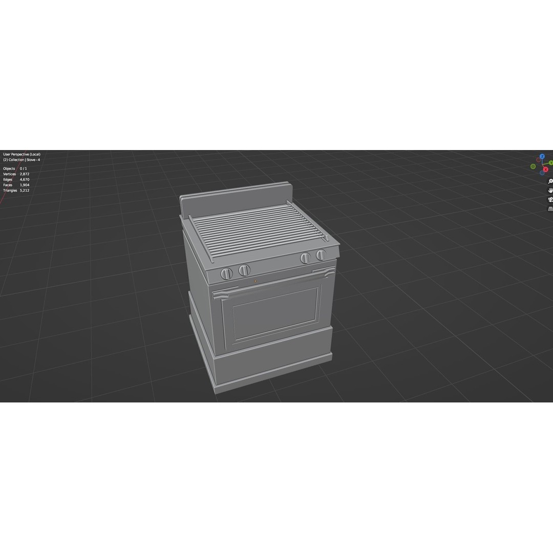 Gas Stove 3D Model – Low Poly Game-Ready Asset Pack, FBX, OBJ, Blender - View 51