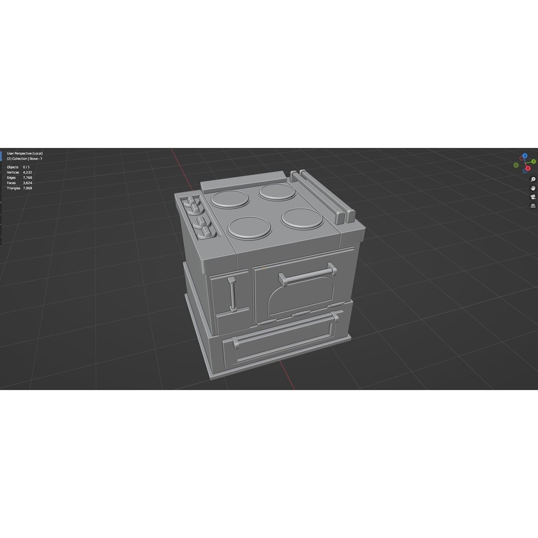 Gas Stove 3D Model – Low Poly Game-Ready Asset Pack, FBX, OBJ, Blender - View 52