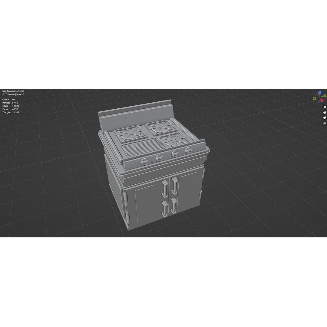 Gas Stove 3D Model – Low Poly Game-Ready Asset Pack, FBX, OBJ, Blender - View 53