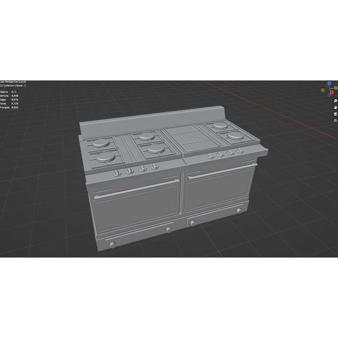 Gas Stove 3D Model – Low Poly Game-Ready Asset Pack, FBX, OBJ, Blender - View 54