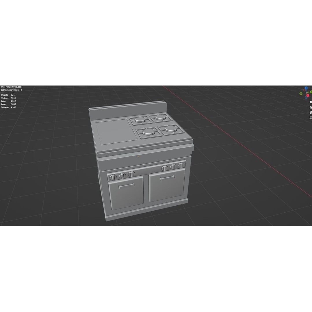 Gas Stove 3D Model – Low Poly Game-Ready Asset Pack, FBX, OBJ, Blender - View 55
