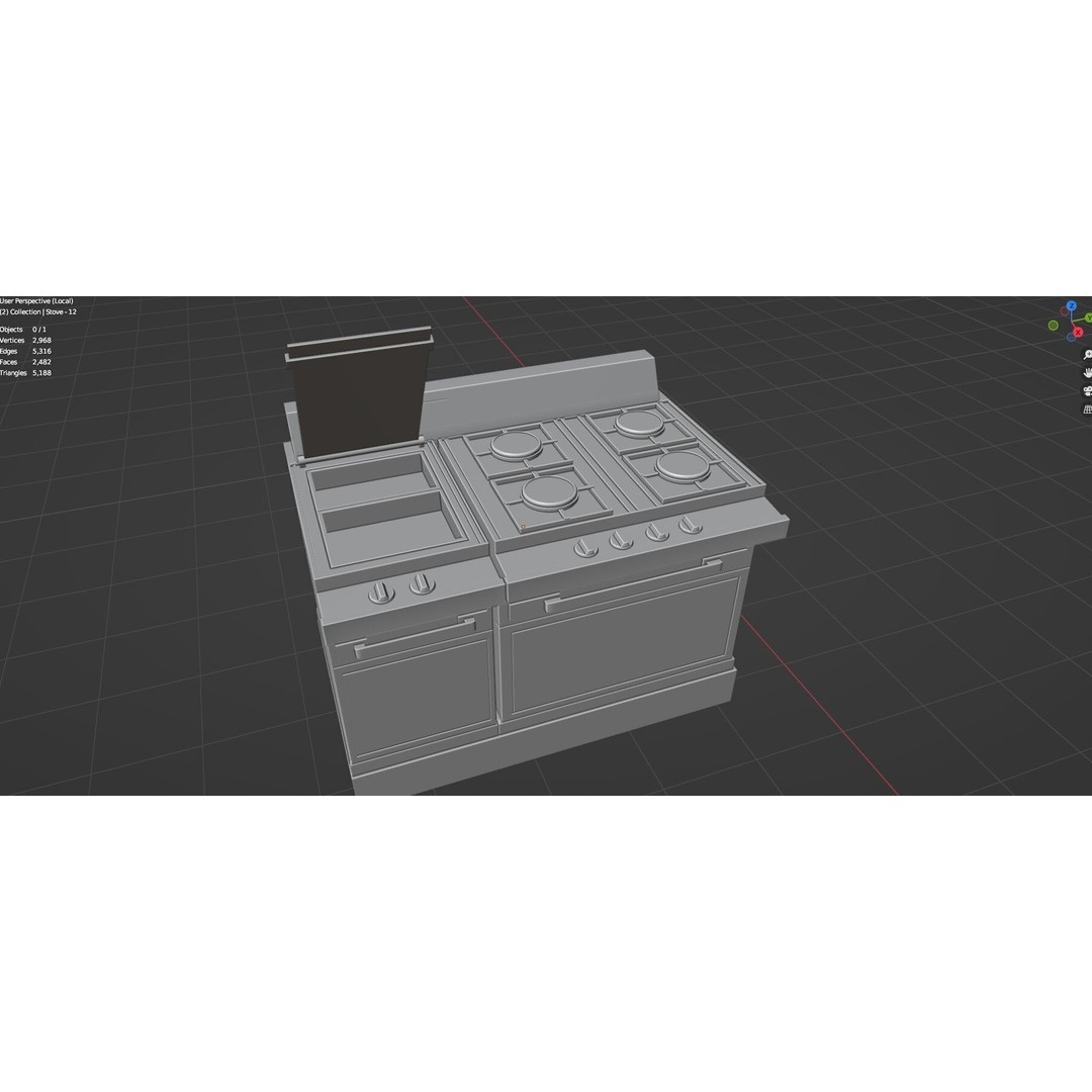 Gas Stove 3D Model – Low Poly Game-Ready Asset Pack, FBX, OBJ, Blender - View 56