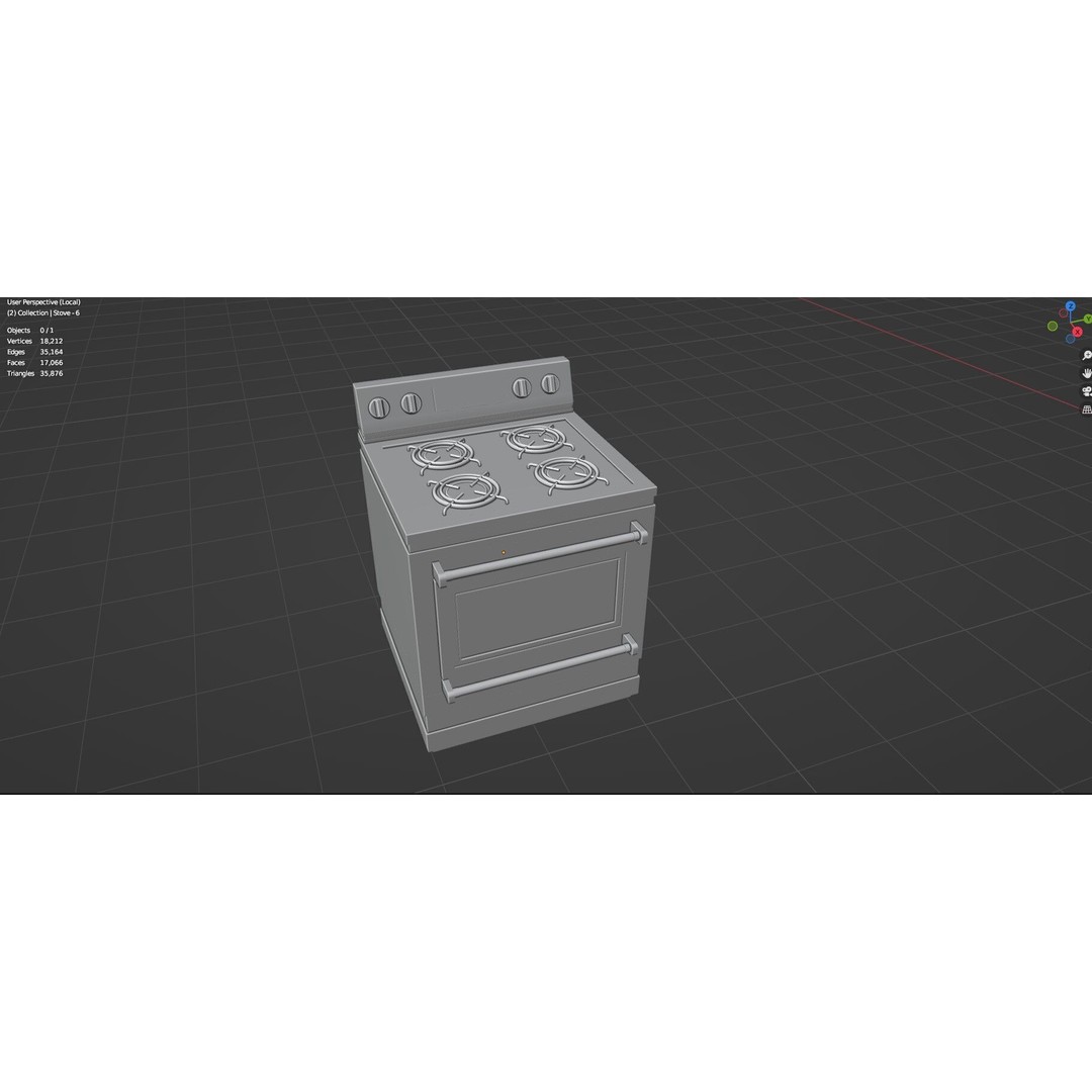 Gas Stove 3D Model – Low Poly Game-Ready Asset Pack, FBX, OBJ, Blender - View 58