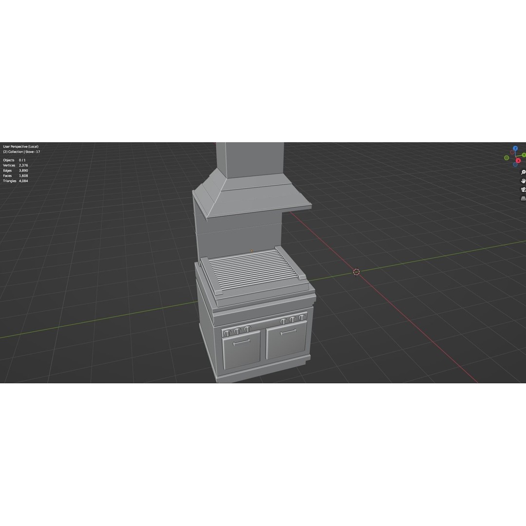 Gas Stove 3D Model – Low Poly Game-Ready Asset Pack, FBX, OBJ, Blender - View 61