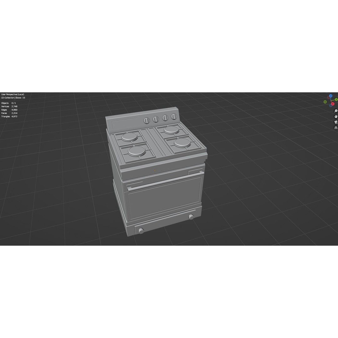 Gas Stove 3D Model – Low Poly Game-Ready Asset Pack, FBX, OBJ, Blender - View 63