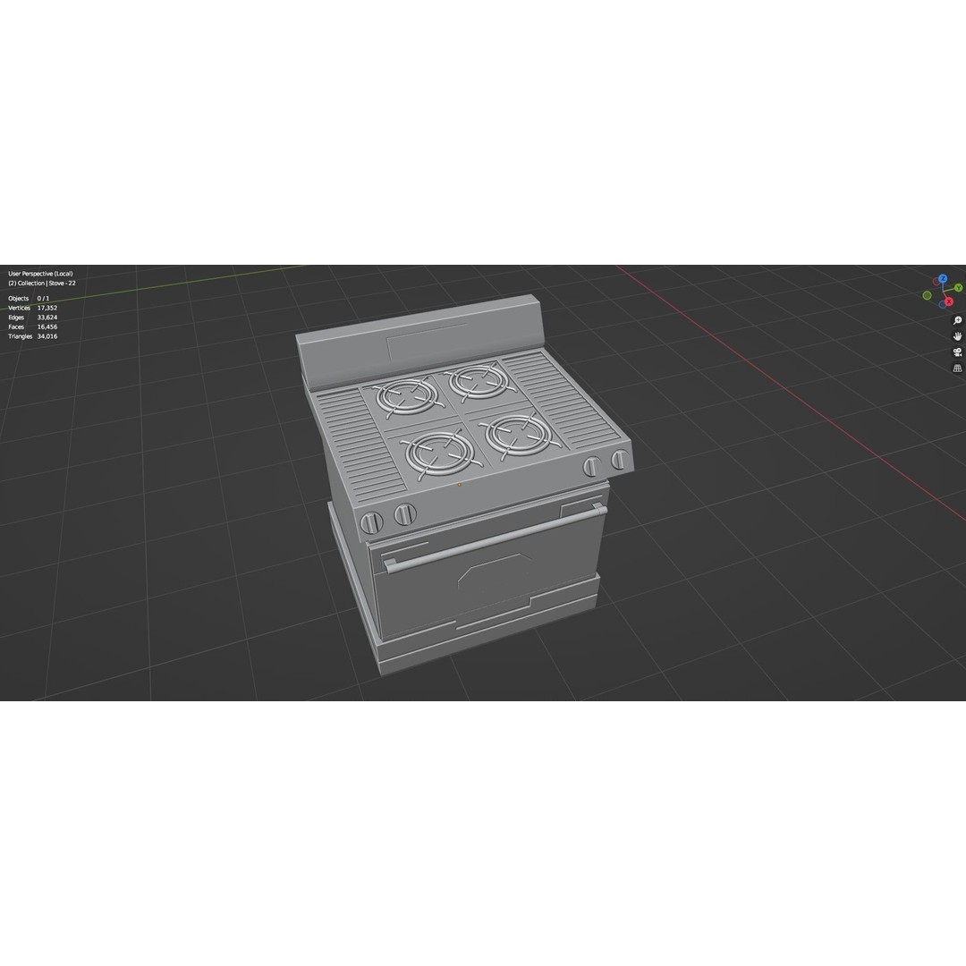 Gas Stove 3D Model – Low Poly Game-Ready Asset Pack, FBX, OBJ, Blender - View 65
