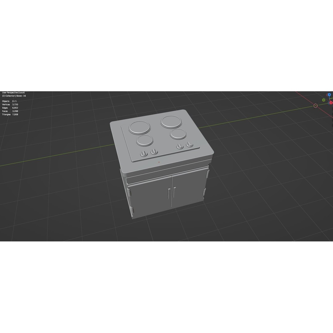 Gas Stove 3D Model – Low Poly Game-Ready Asset Pack, FBX, OBJ, Blender - View 66