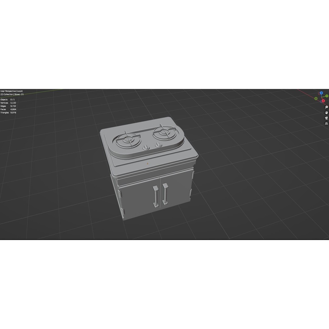 Gas Stove 3D Model – Low Poly Game-Ready Asset Pack, FBX, OBJ, Blender - View 67