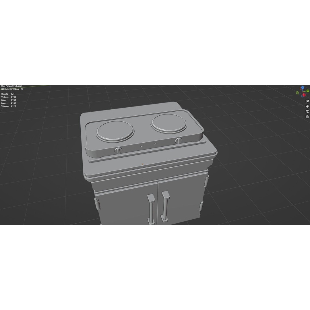 Gas Stove 3D Model – Low Poly Game-Ready Asset Pack, FBX, OBJ, Blender - View 68