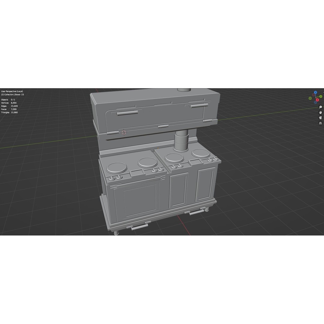 Gas Stove 3D Model – Low Poly Game-Ready Asset Pack, FBX, OBJ, Blender - View 69