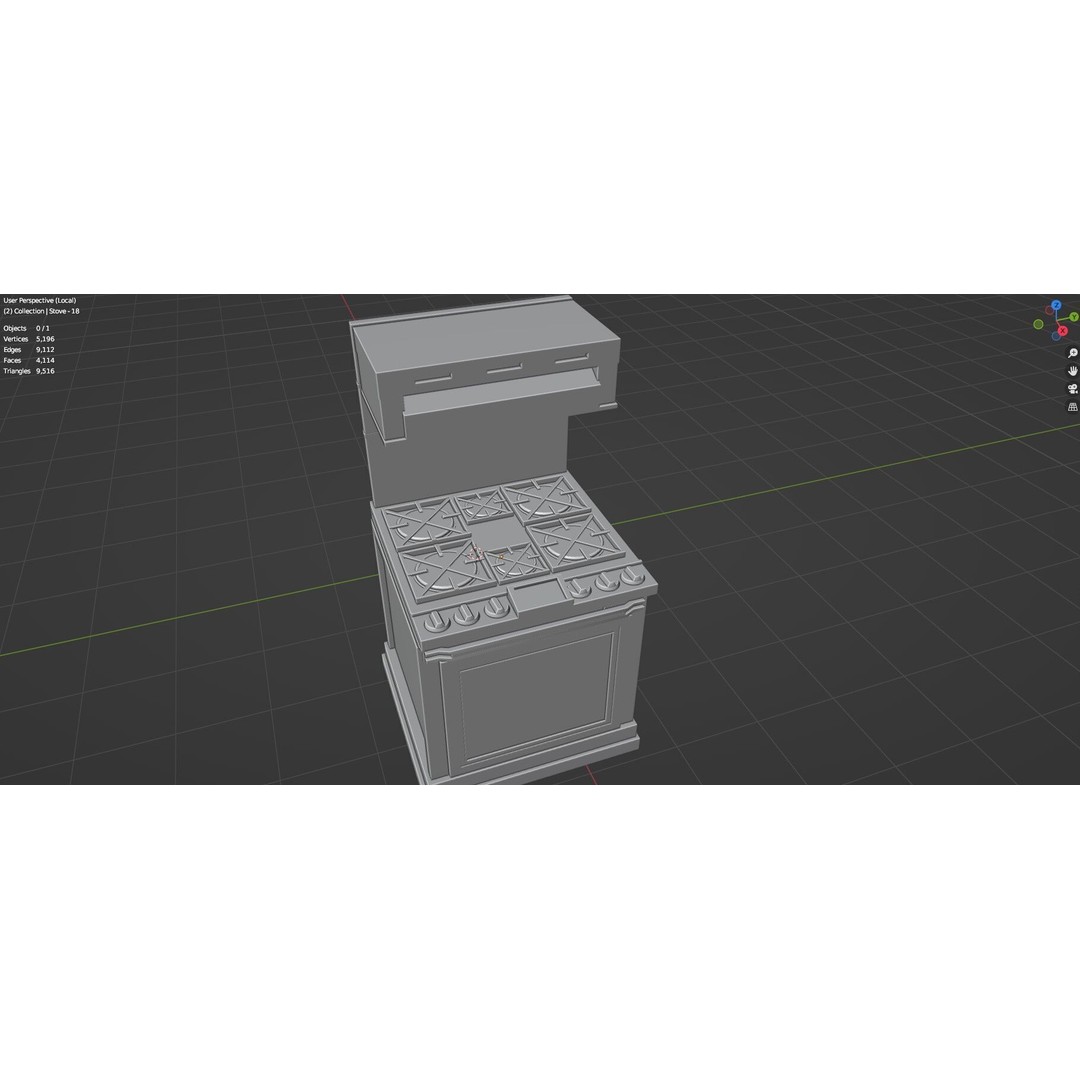Gas Stove 3D Model – Low Poly Game-Ready Asset Pack, FBX, OBJ, Blender - View 70