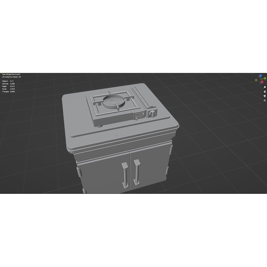 Gas Stove 3D Model – Low Poly Game-Ready Asset Pack, FBX, OBJ, Blender - View 71