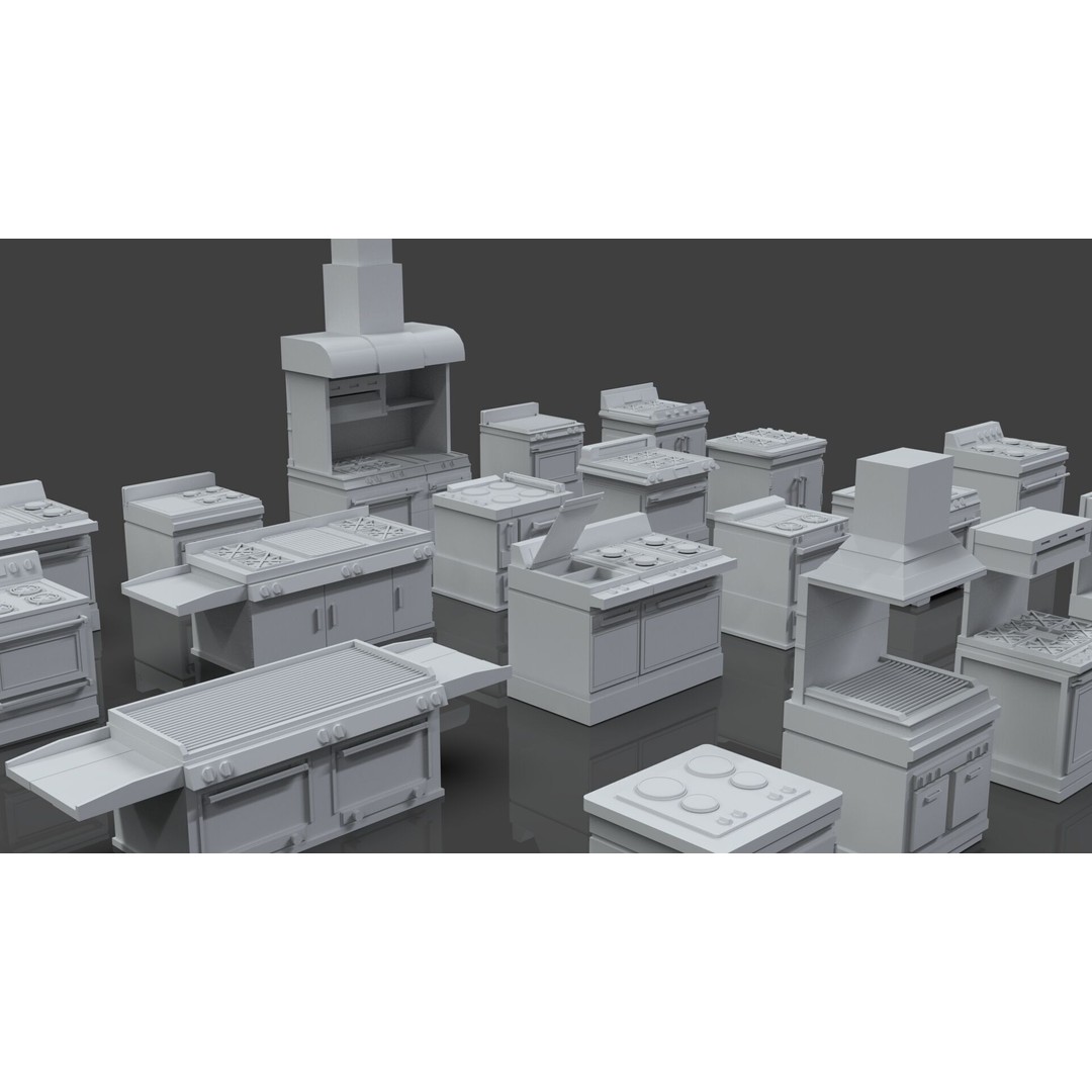 Gas Stove 3D Model – Low Poly Game-Ready Asset Pack, FBX, OBJ, Blender - View 8