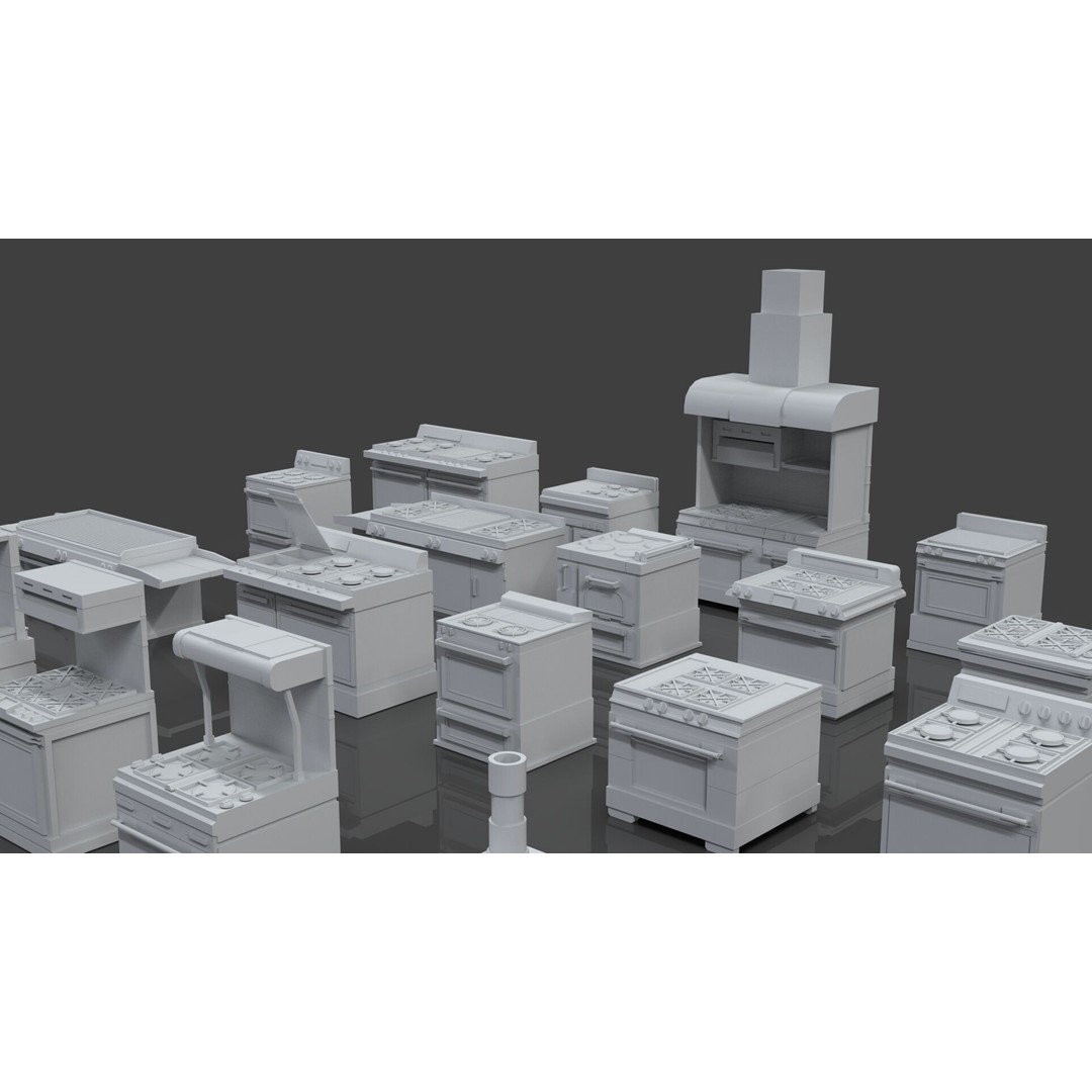 Gas Stove 3D Model – Low Poly Game-Ready Asset Pack, FBX, OBJ, Blender - View 9
