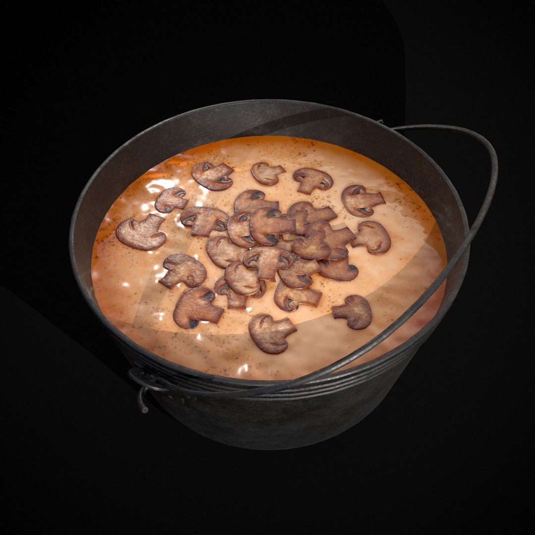 Mushroom Soup 3D Model – Low Poly PBR Asset, FBX & OBJ - View 10