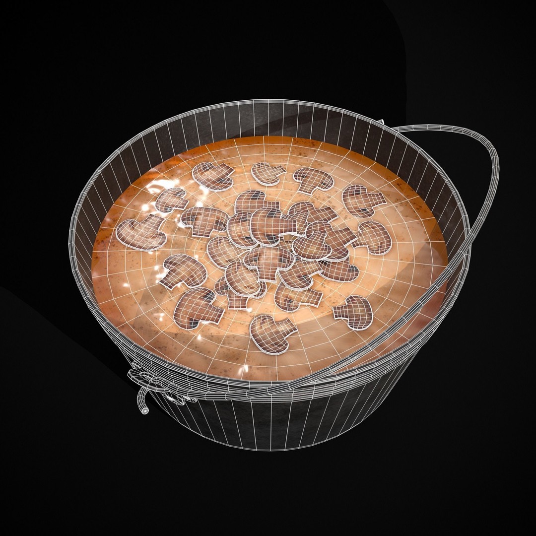 Mushroom Soup 3D Model – Low Poly PBR Asset, FBX & OBJ - View 11