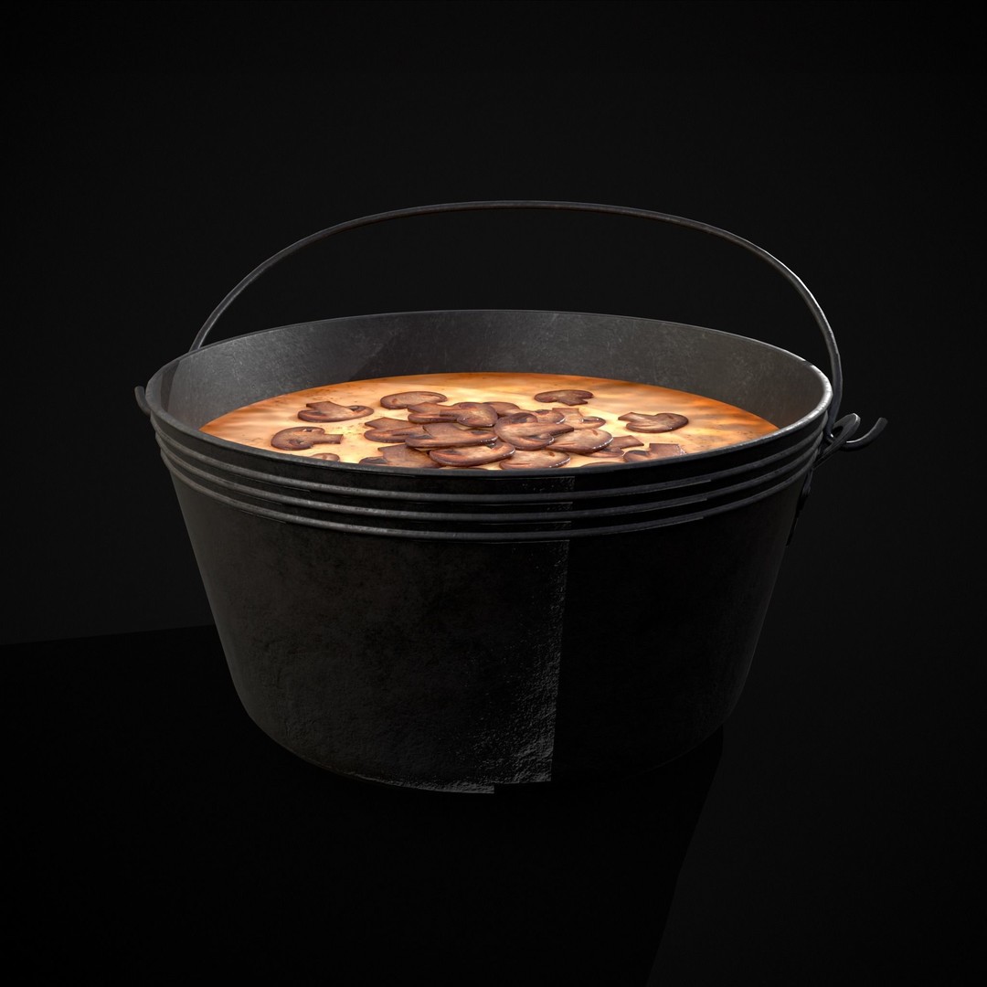 Mushroom Soup 3D Model – Low Poly PBR Asset, FBX & OBJ - View 12