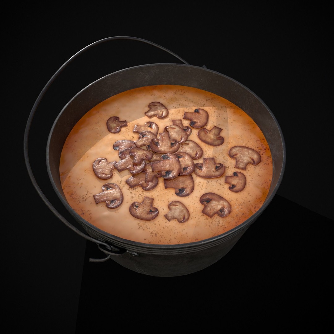 Mushroom Soup 3D Model – Low Poly PBR Asset, FBX & OBJ - View 14