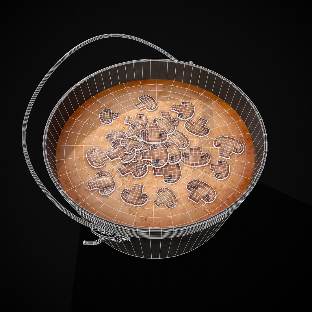 Mushroom Soup 3D Model – Low Poly PBR Asset, FBX & OBJ - View 15