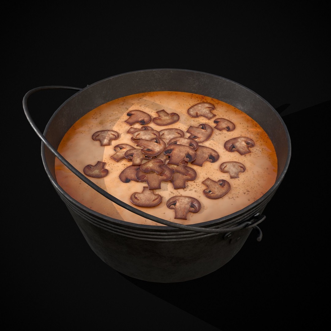 Mushroom Soup 3D Model – Low Poly PBR Asset, FBX & OBJ - View 18