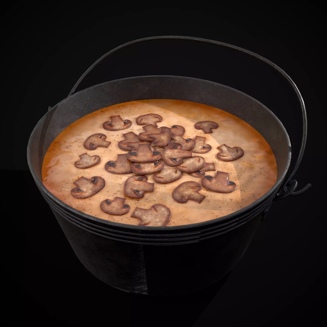 Mushroom Soup 3D Model – Low Poly PBR Asset, FBX & OBJ - View 2