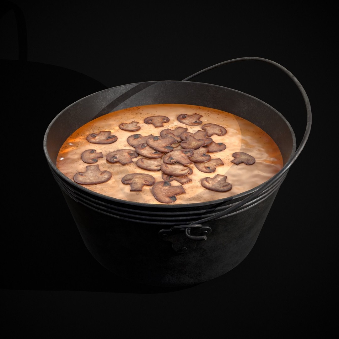 Mushroom Soup 3D Model – Low Poly PBR Asset, FBX & OBJ - View 20