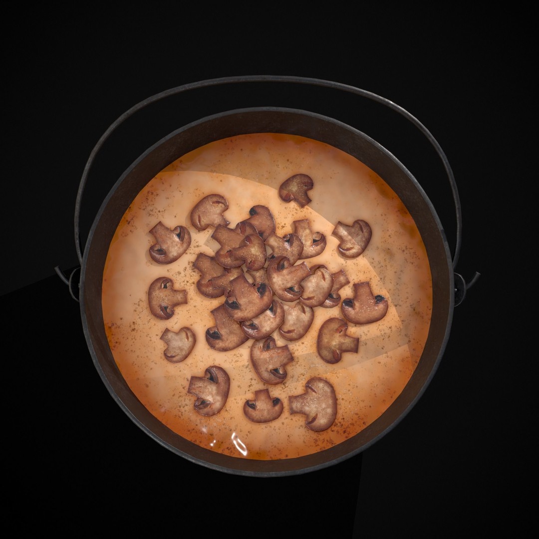 Mushroom Soup 3D Model – Low Poly PBR Asset, FBX & OBJ - View 4