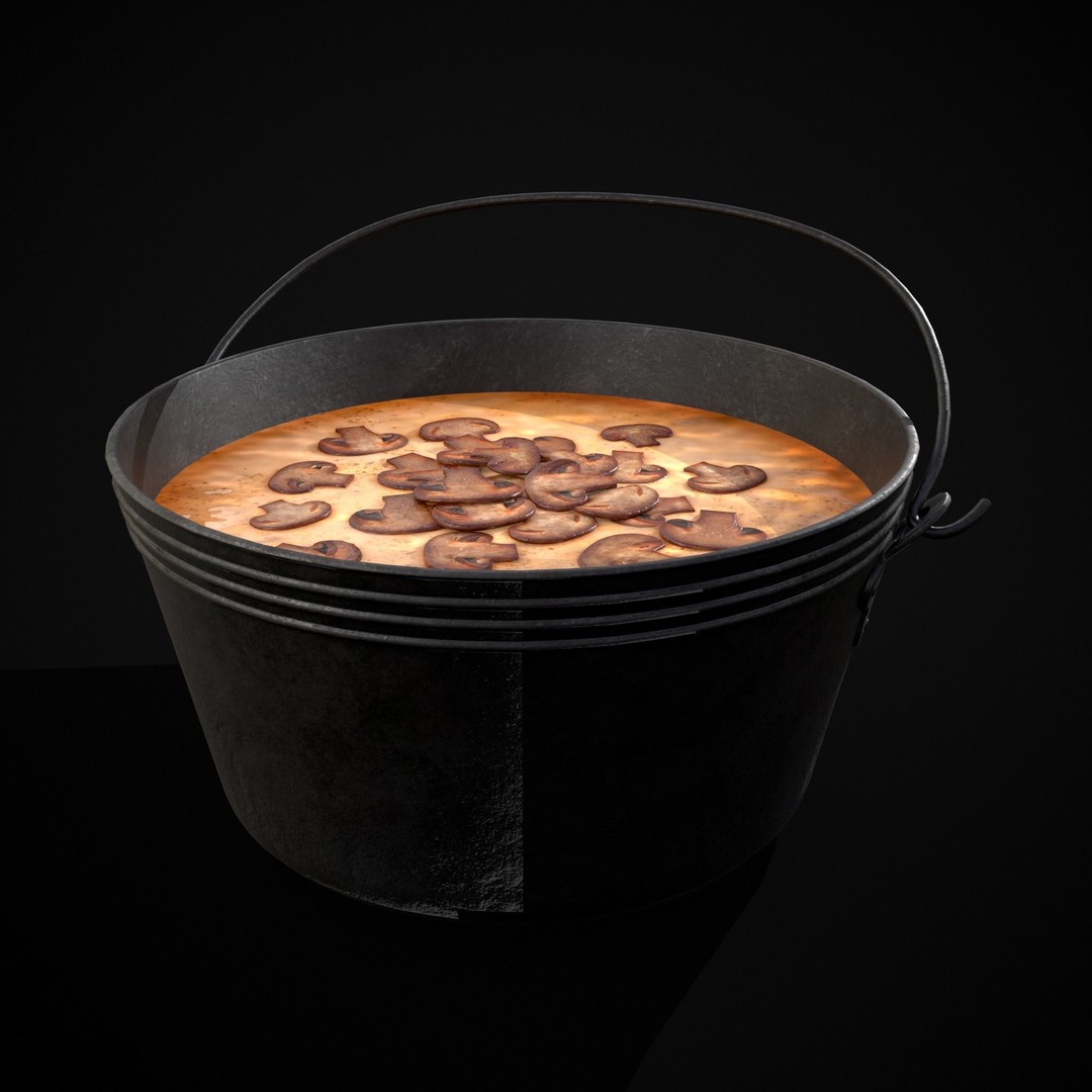 Mushroom Soup 3D Model – Low Poly PBR Asset, FBX & OBJ - View 6
