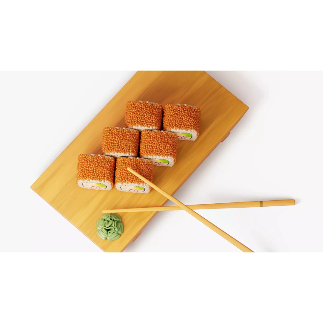 California Roll 3D Model – Cartoon Food Asset with PBR Textures - View 5
