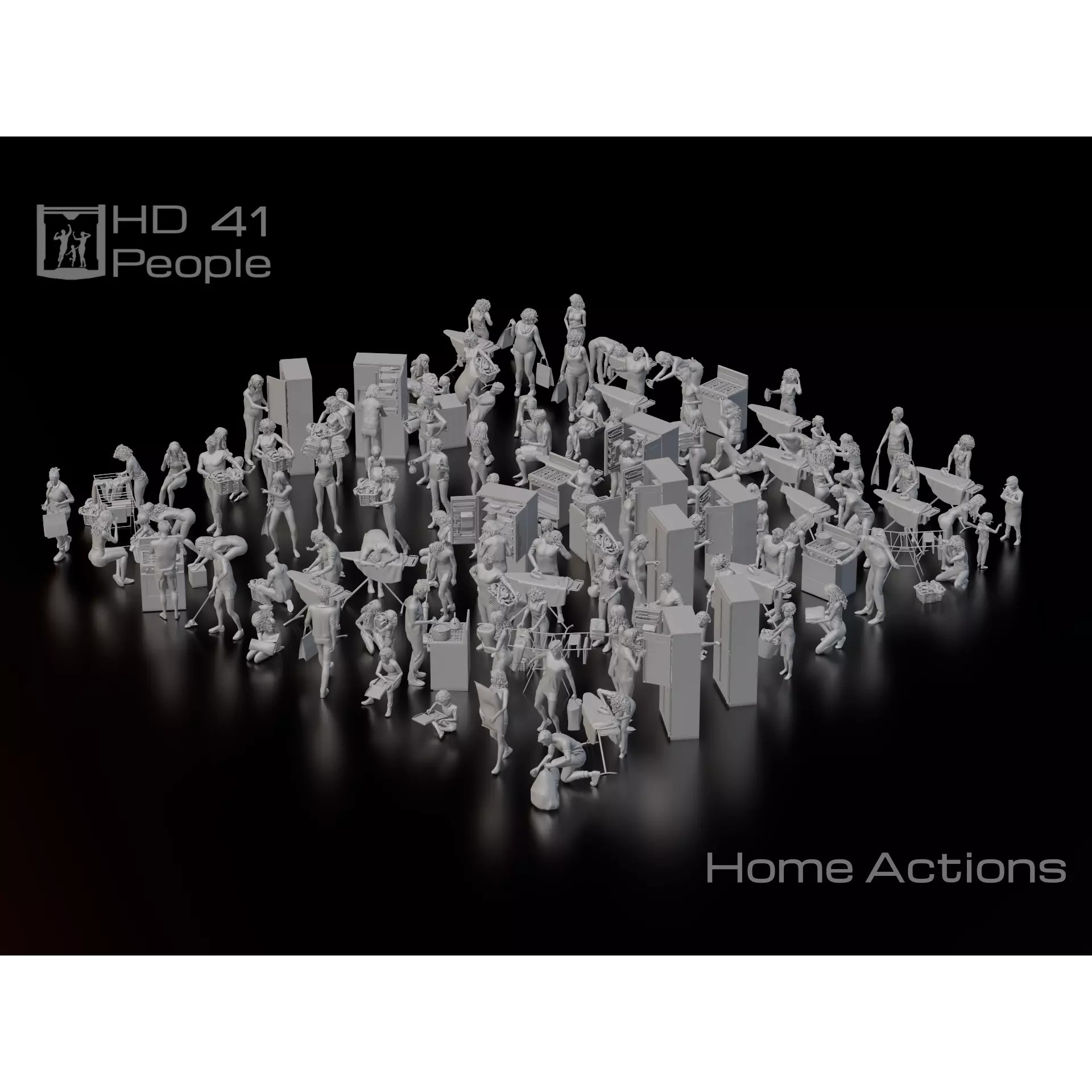 HD People 41 Home Actions - 3D Model - View 2