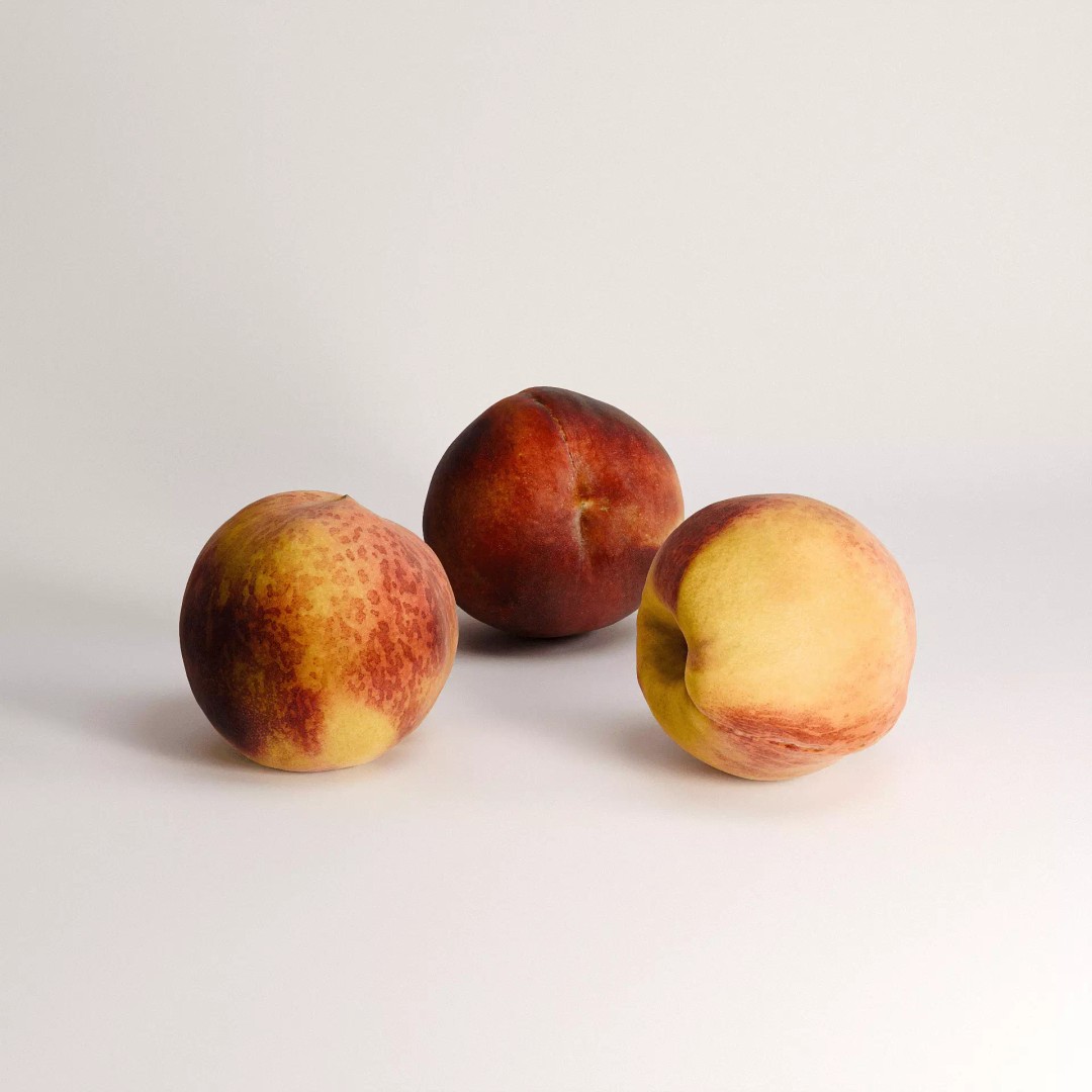 Peaches 3D Model – Low Poly Food Asset, FBX, OBJ, PBR Textures - View 2