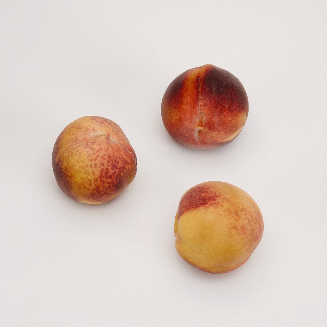 Peaches 3D Model – Low Poly Food Asset, FBX, OBJ, PBR Textures - View 4