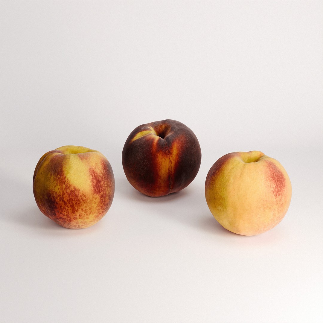 Peaches 3D Model – Low Poly Food Asset, FBX, OBJ, PBR Textures - View 5