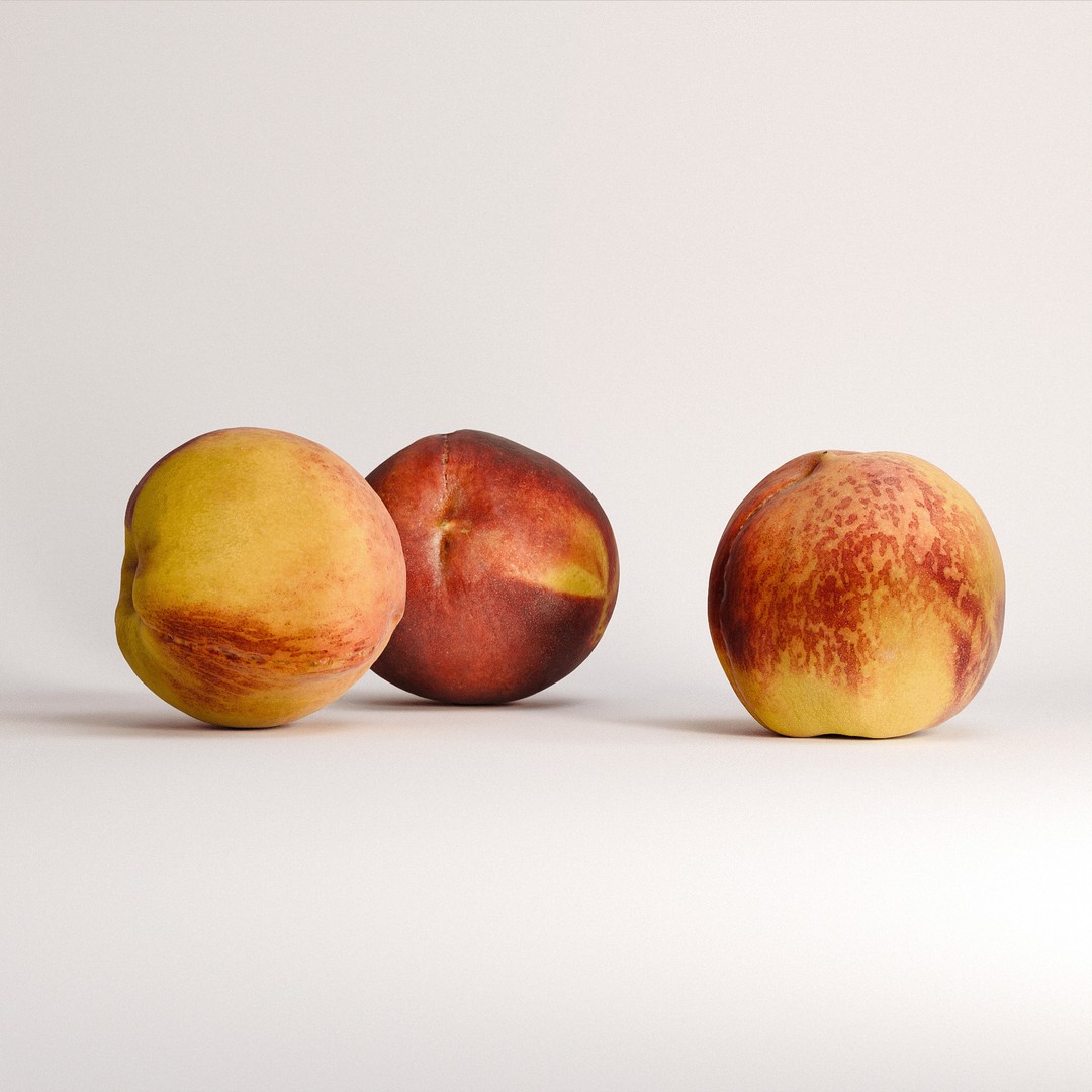 Peaches 3D Model – Low Poly Food Asset, FBX, OBJ, PBR Textures - View 7