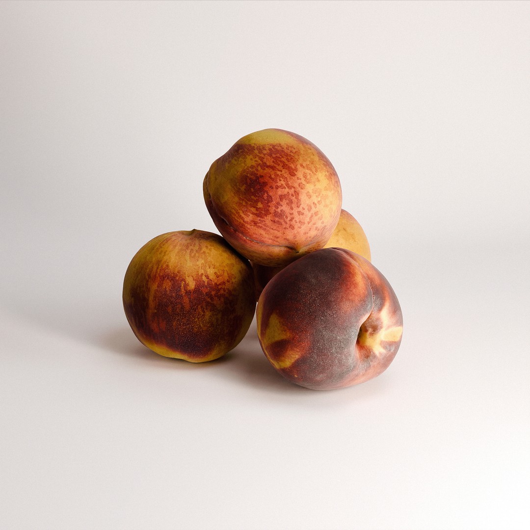 Peaches 3D Model – Low Poly Food Asset, FBX, OBJ, PBR Textures - View 8