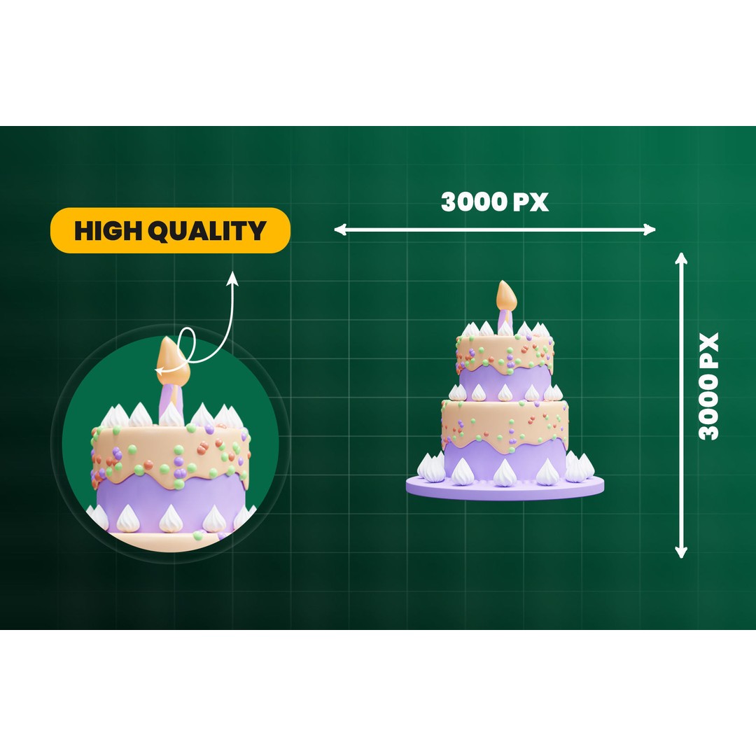 Food 3D Model – Cartoon Icon Pack, Blender, FBX, OBJ Formats - View 7