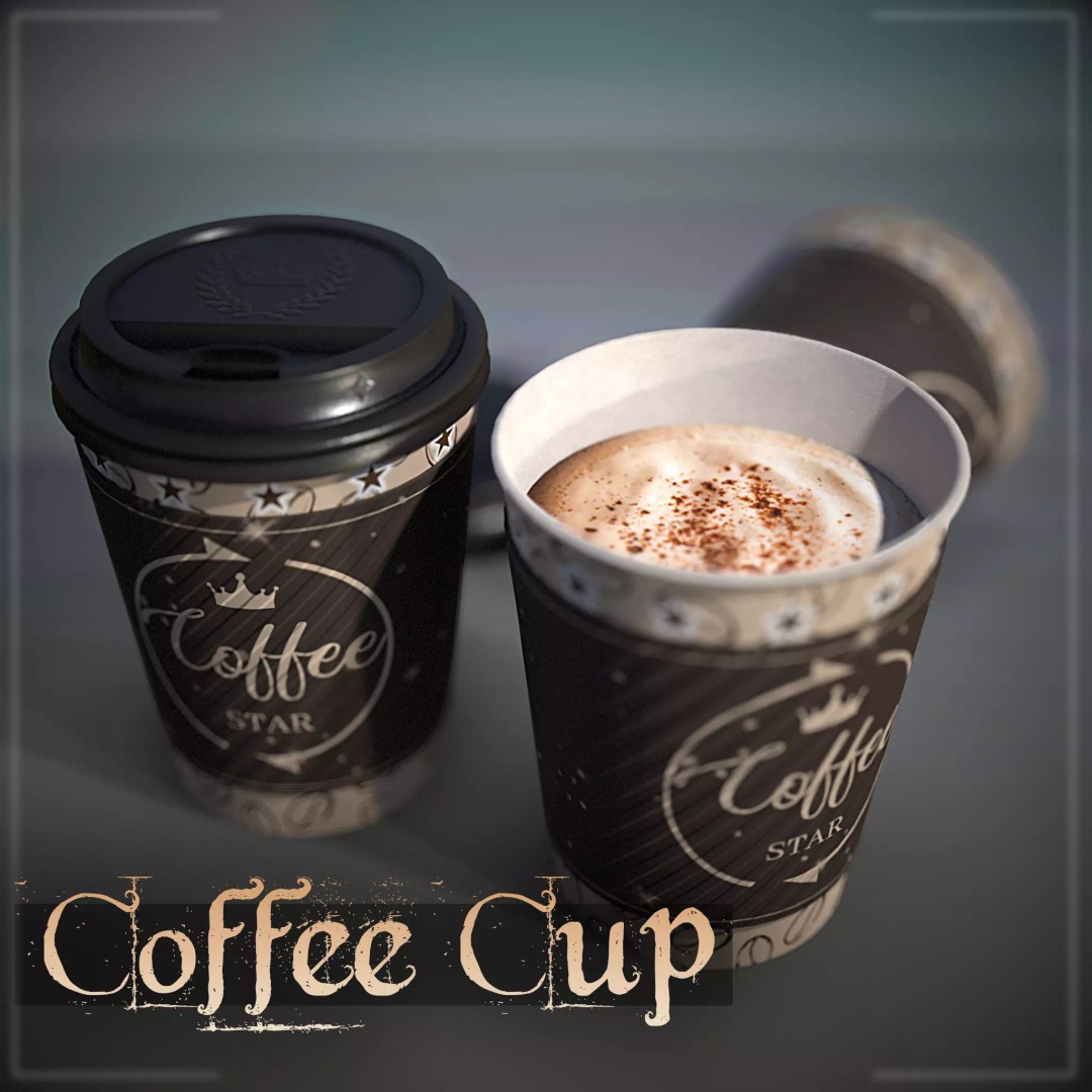 Coffee Cup 3D Model – Low Poly PBR Game Asset, FBX - View 2