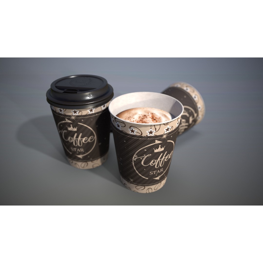 Coffee Cup 3D Model – Low Poly PBR Game Asset, FBX - View 3