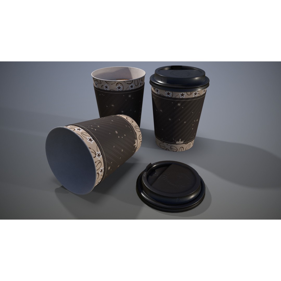 Coffee Cup 3D Model – Low Poly PBR Game Asset, FBX - View 5