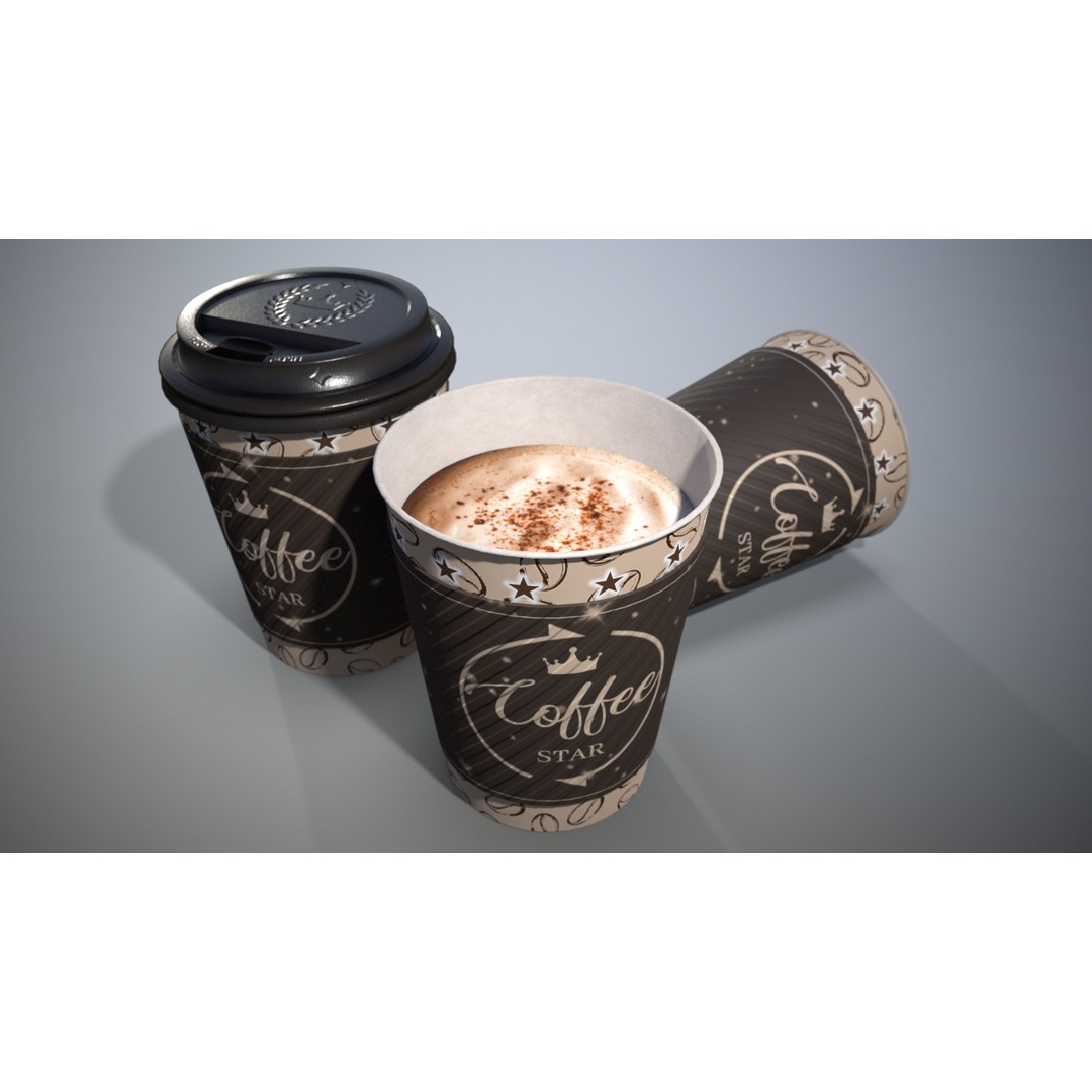 Coffee Cup 3D Model – Low Poly PBR Game Asset, FBX - View 6