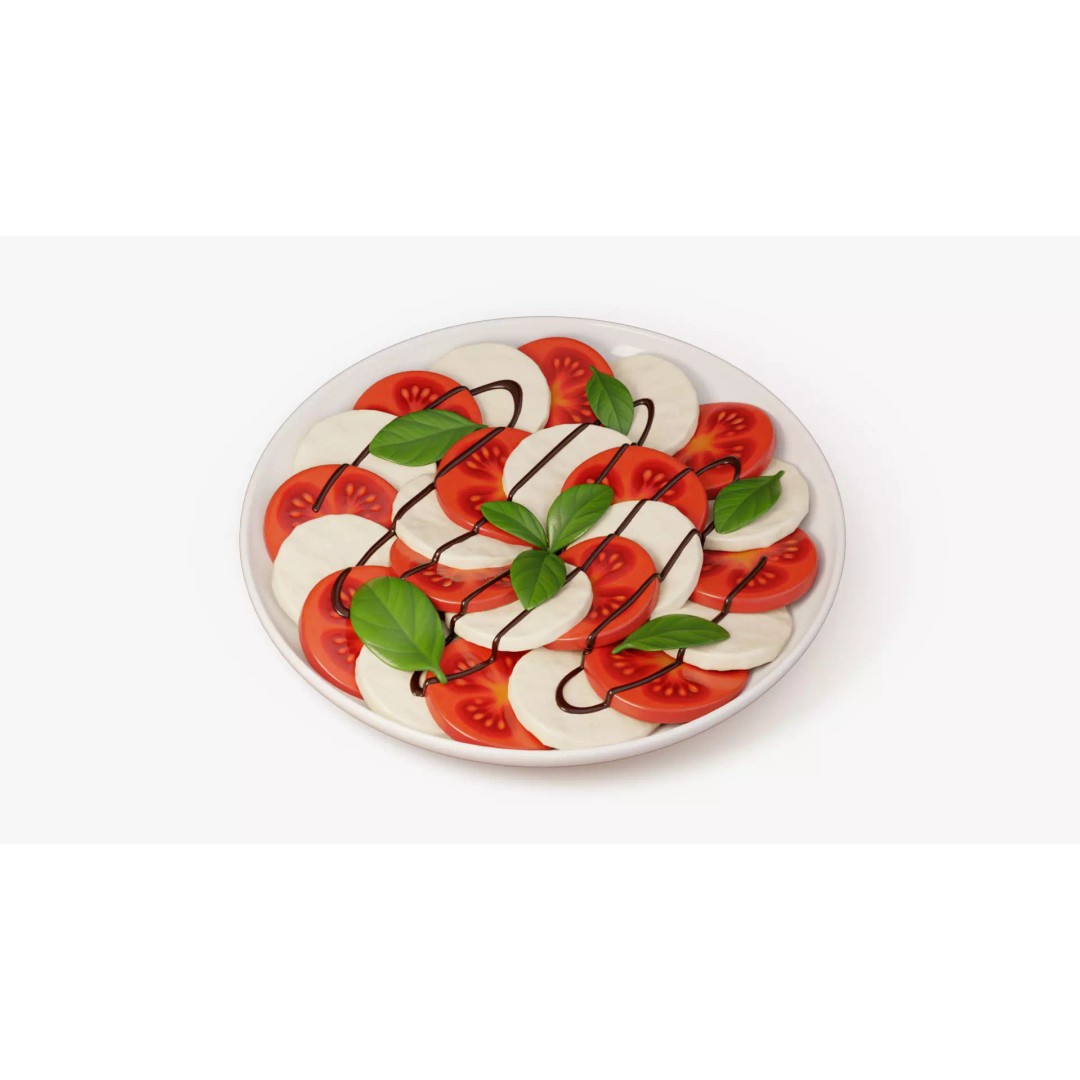 Caprese Salad 3D Model – Realistic Gourmet Plate with PBR Textures - View 3