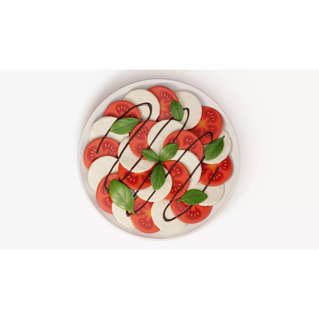 Caprese Salad 3D Model – Realistic Gourmet Plate with PBR Textures - View 4