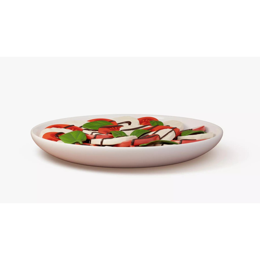 Caprese Salad 3D Model – Realistic Gourmet Plate with PBR Textures - View 5