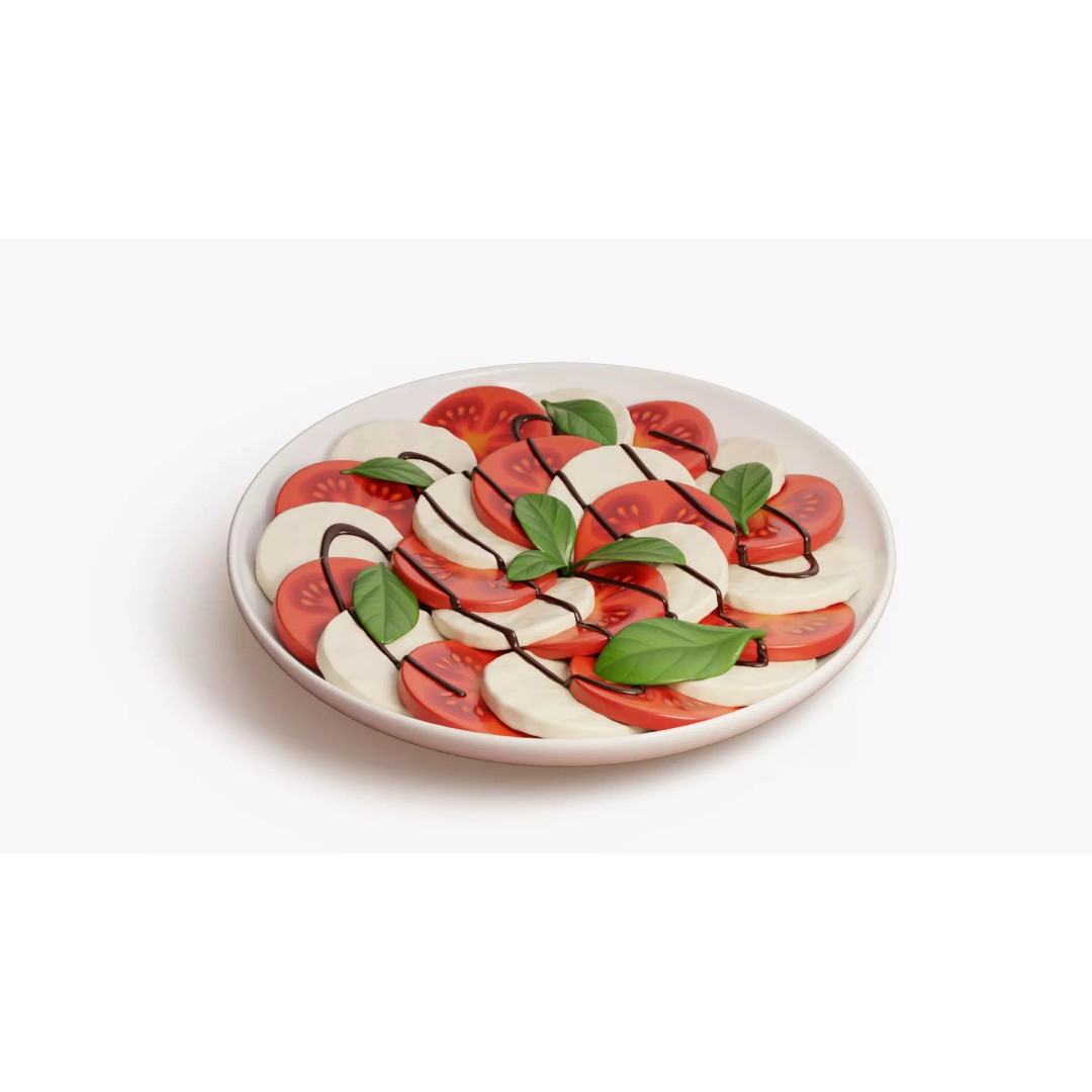 Caprese Salad 3D Model – Realistic Gourmet Plate with PBR Textures - View 6