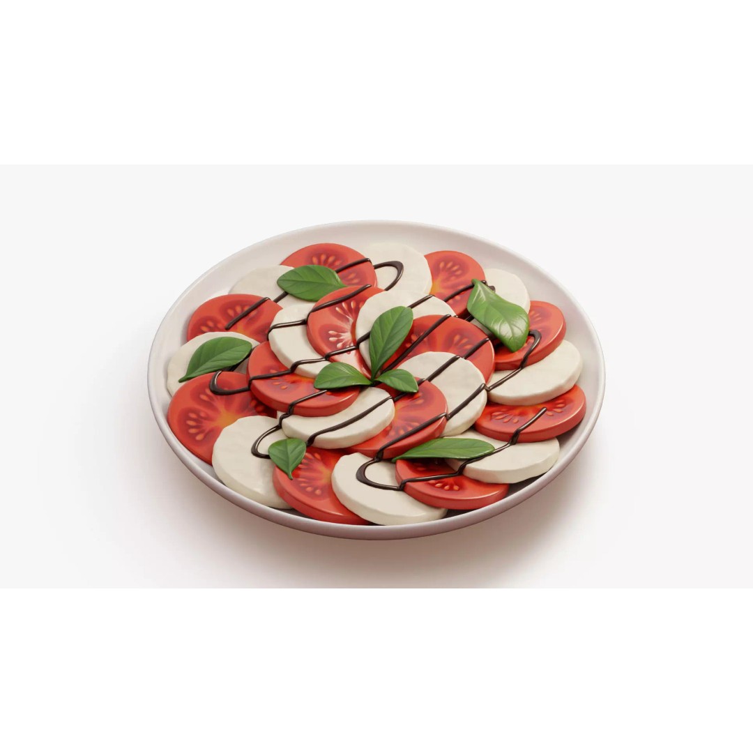 Caprese Salad 3D Model – Realistic Gourmet Plate with PBR Textures - View 7