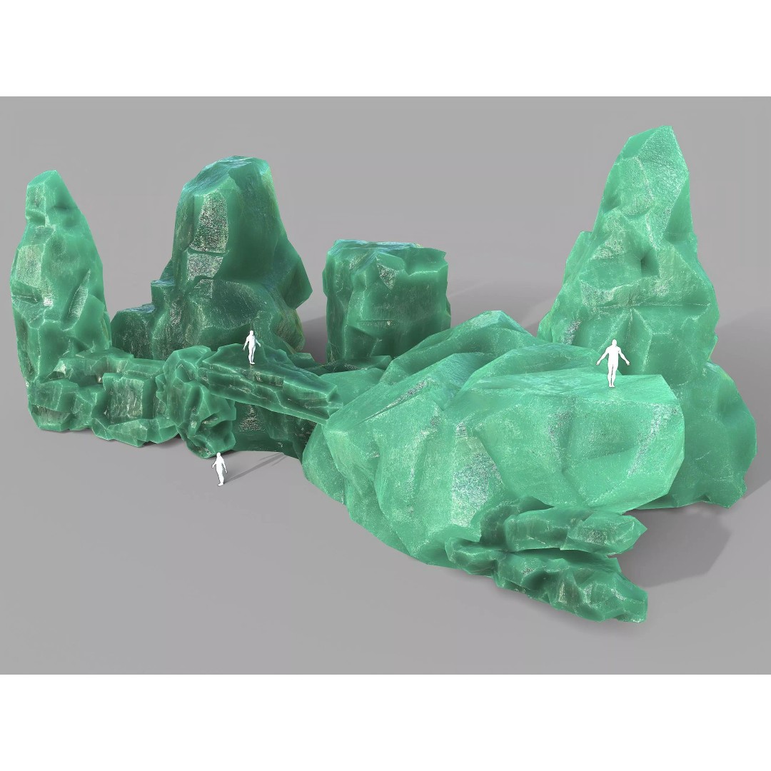 Mountain Ice Rocks 3D Model – Low Poly PBR Asset for Games, FBX - View 2