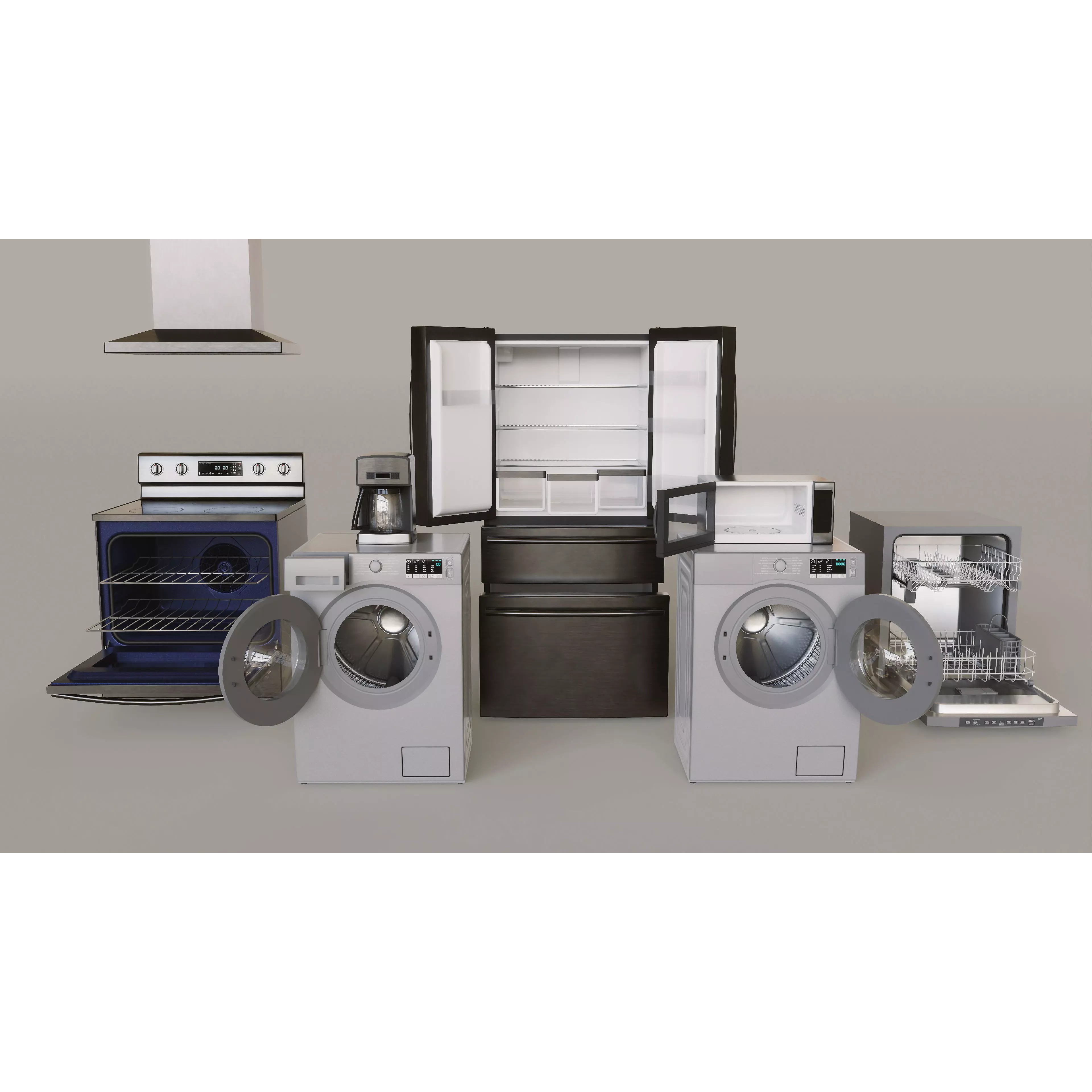 Kitchen Appliances - Low-Poly Game-Ready 3D Model - View 2