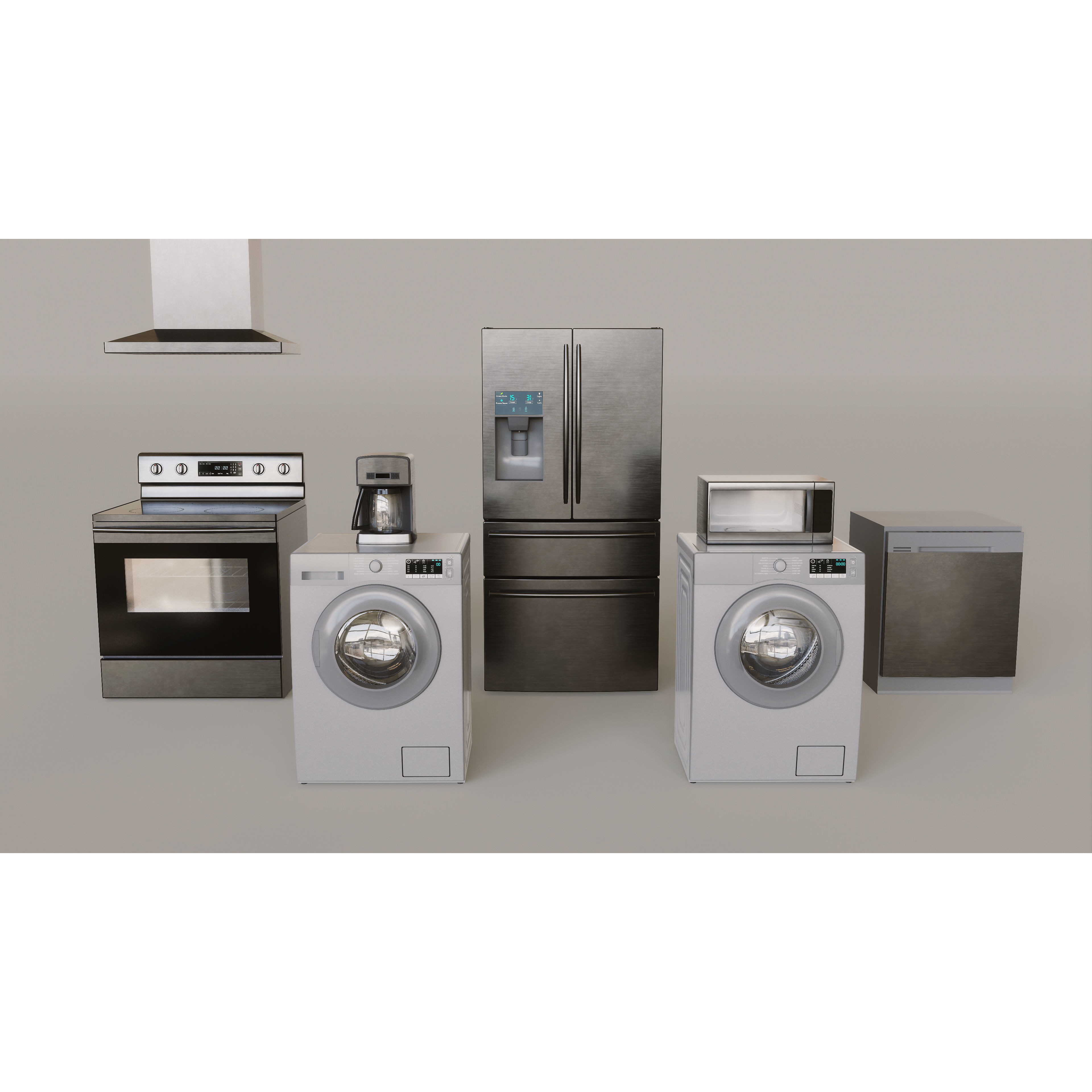 Kitchen Appliances - Low-Poly Game-Ready 3D Model - View 3