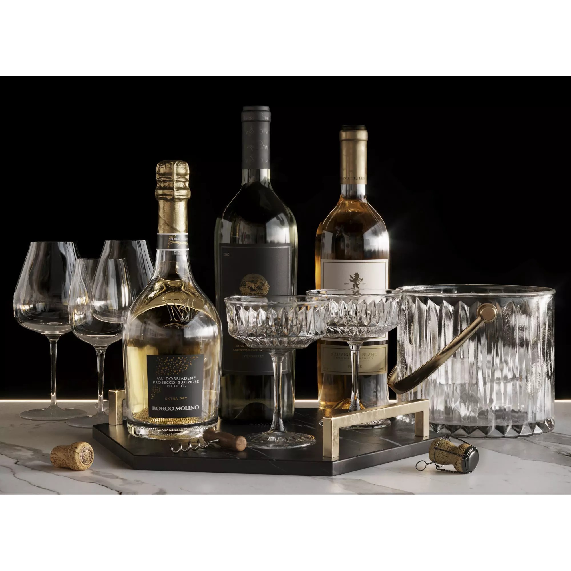 Wine Set - High-Quality 3D Model - View 2
