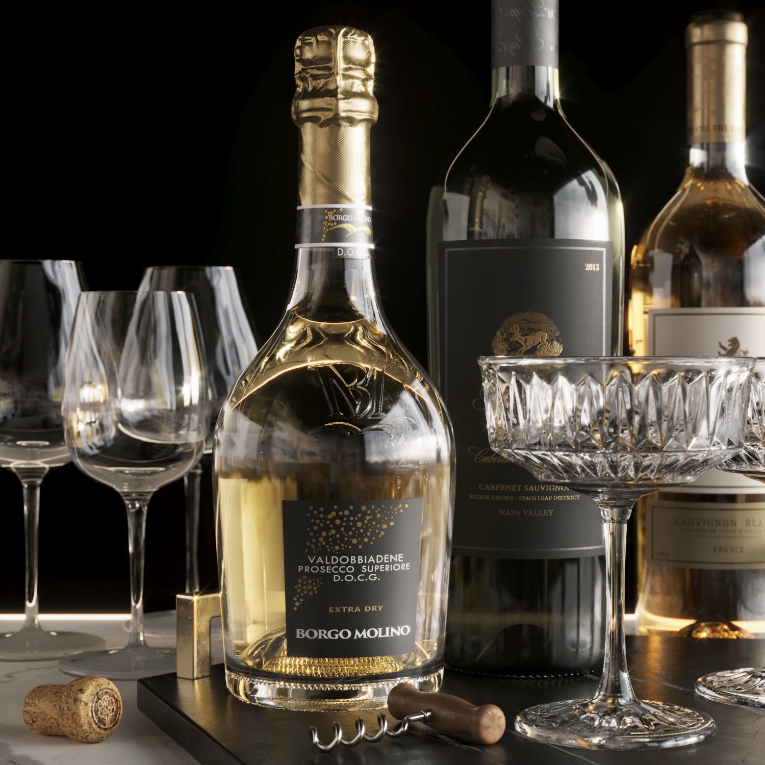 Wine Set - High-Quality 3D Model - View 4